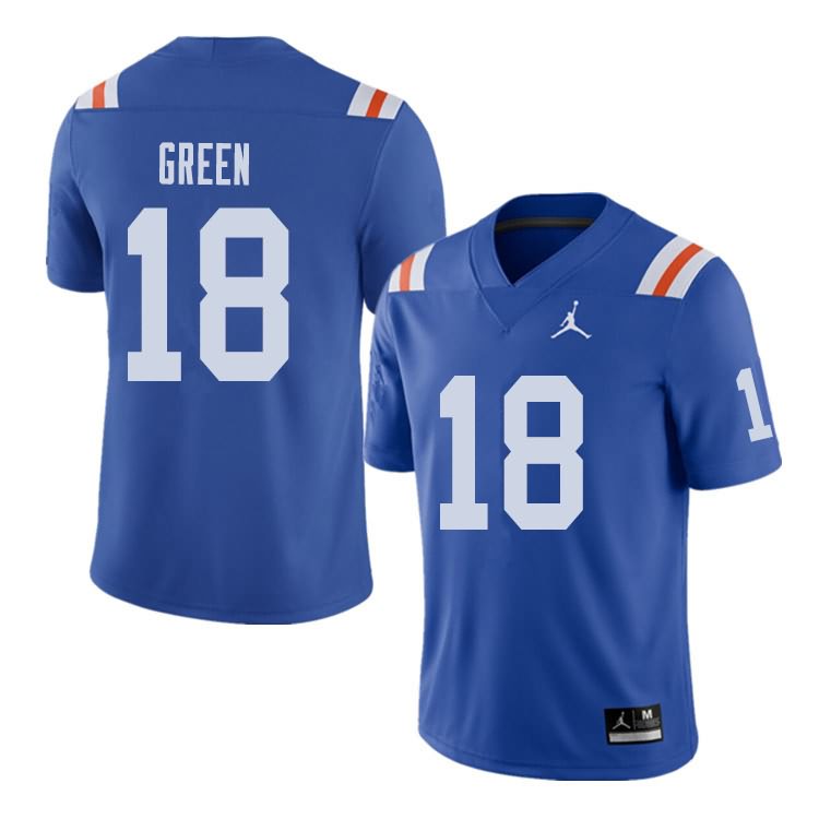 Men's NCAA Florida Gators Daquon Green #18 Stitched Authentic Alternate Jordan Brand Royal Throwback College Football Jersey ZRB0365QR